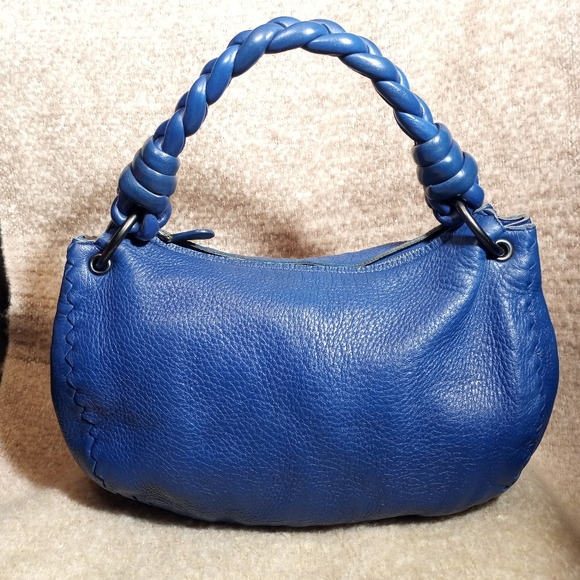Bottega Veneta Handbags - BOTTEGA VENETA Blue Soft Pebbled Leather Hobo Bag